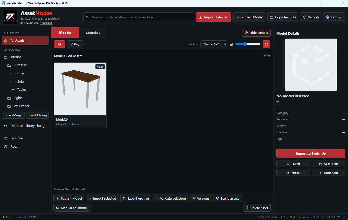 Asset Nodes for SketchUp model library